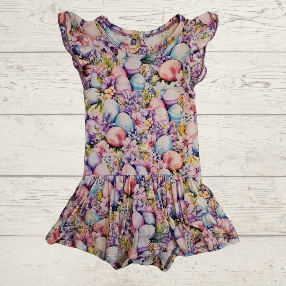 Bums & Roses So Eggstra Ruffle Dress- Size 18-24m